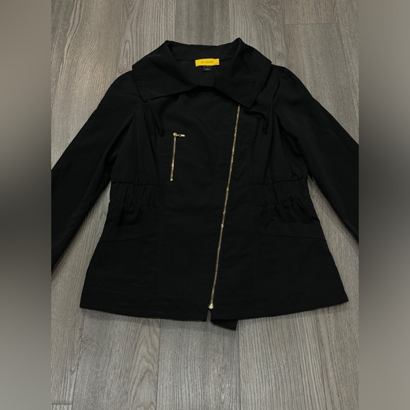ST. JOHN Size Medium Jacket Black Full Zip Elastic Waist Lightweight Women - Picture 3 of 16